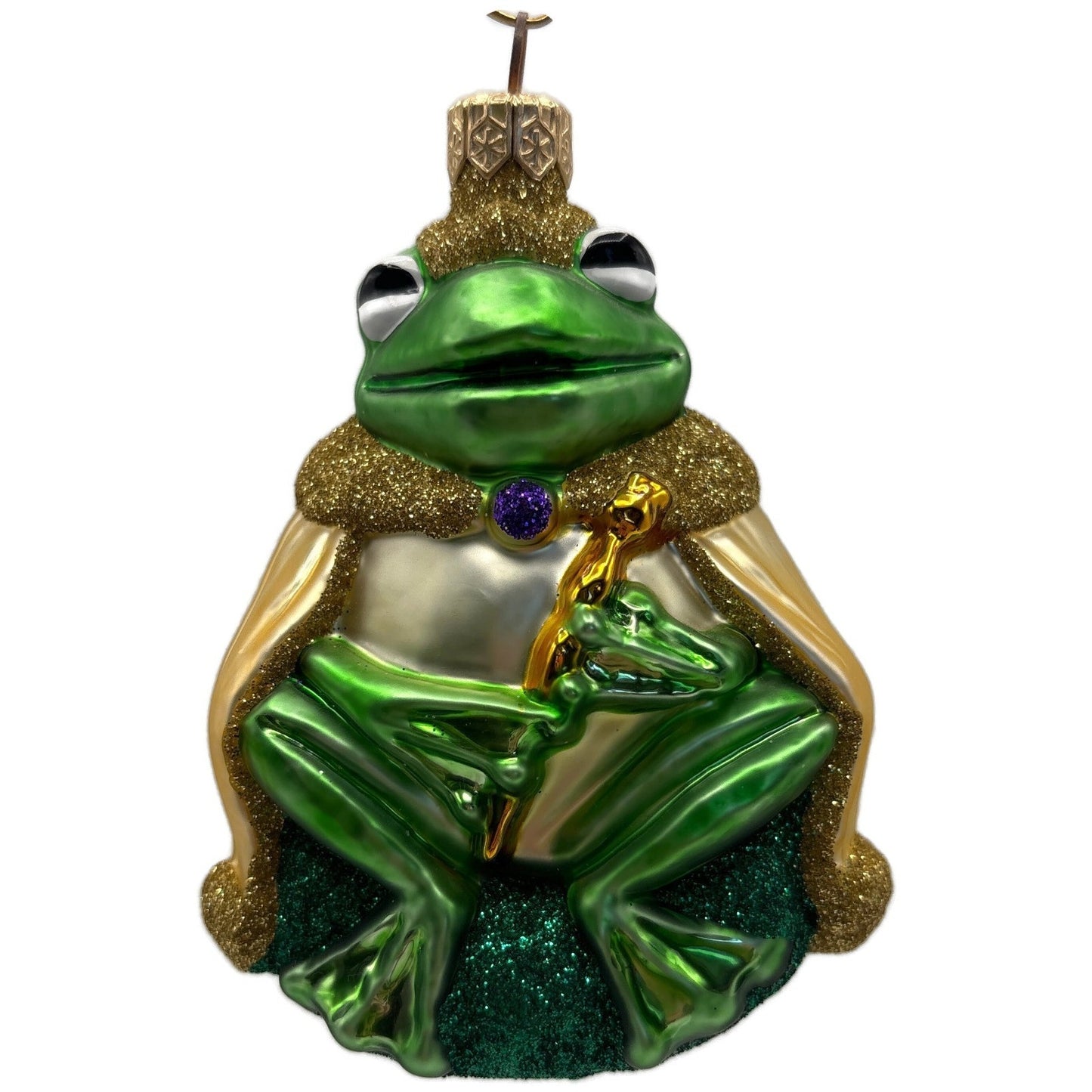 Patricia Breen Frog King Gold Glitter Green Animal Christmas Tree Ornament
