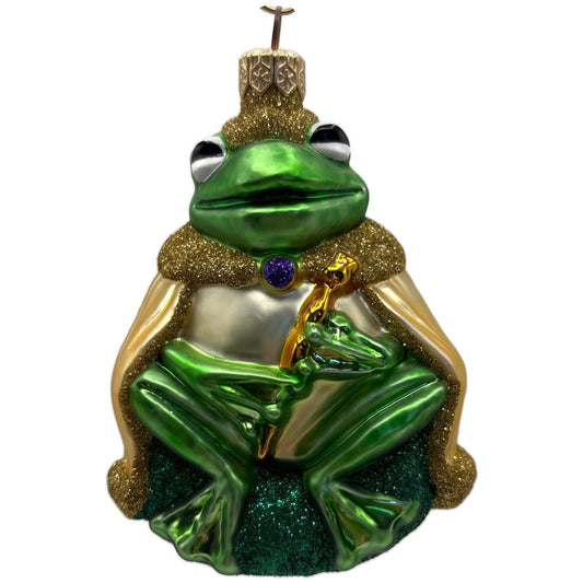 Patricia Breen Frog King Gold Glitter Green Animal Christmas Tree Ornament