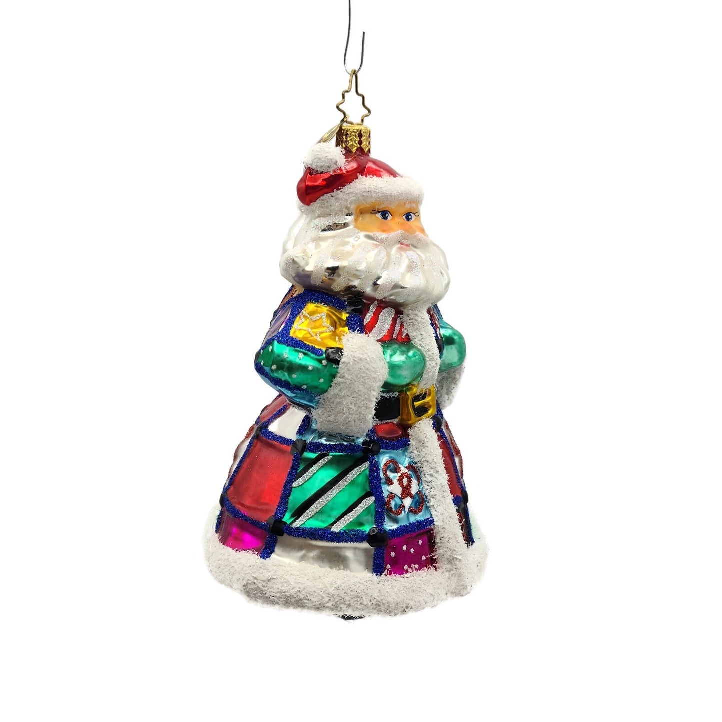 Christopher Radko Quilt N Claus Aids Charity  Santa Christmas Ornament 1014098