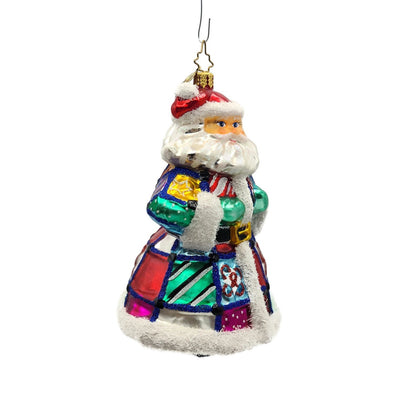 Christopher Radko Quilt N Claus Aids Charity  Santa Christmas Ornament 1014098