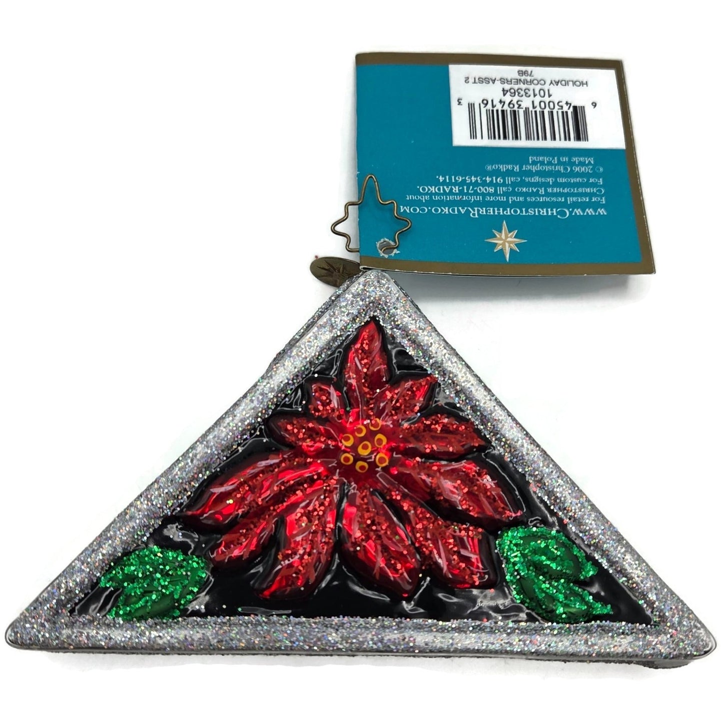 Christopher Radko Holiday Corners Winter Poinsettia Christmas Ornament 1013364