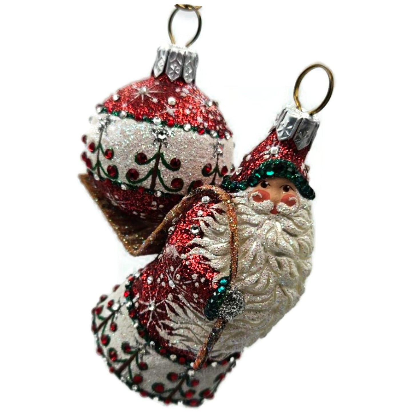 Patricia Breen Santa for Liliana Red Jeweled Glass Christmas Tree Ornament 2857