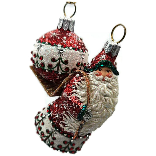 Patricia Breen Santa for Liliana Red Jeweled Glass Christmas Tree Ornament 2857
