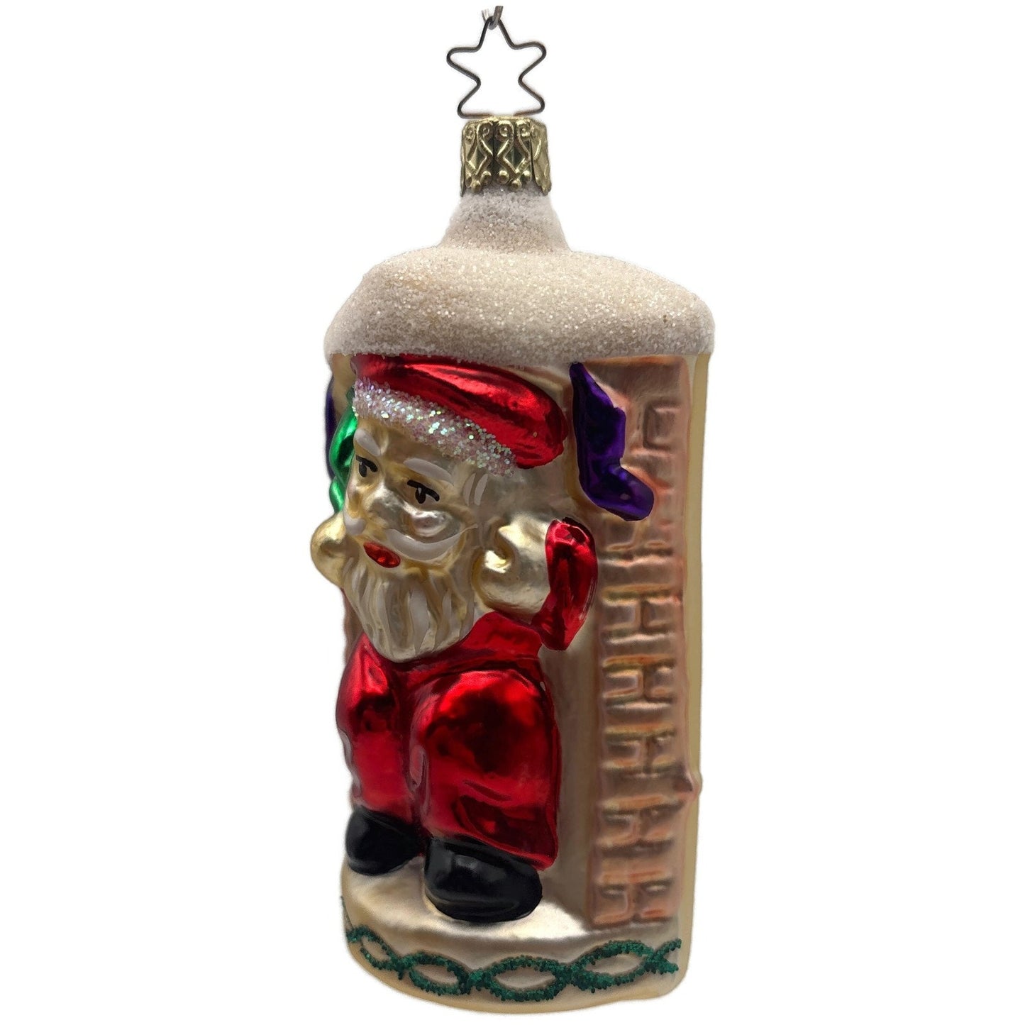 Old World Christmas 1996 Santas Visit German Glass Ornament Signed EM Merck
