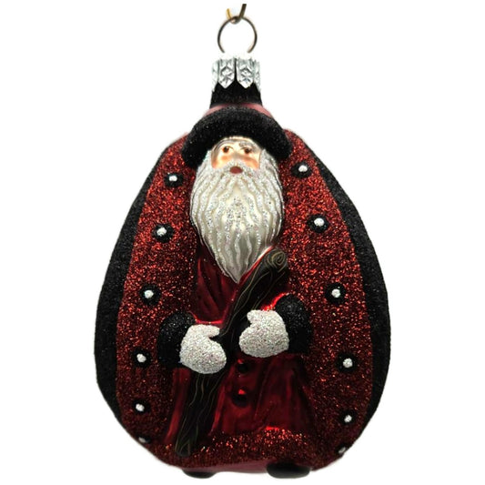 Patricia Breen Ladybug Santa Red Black Glittered Spring Christmas Tree Ornament