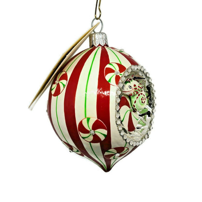 Patricia Breen Toujours Hamish Peppermint Chameleon Orb Christmas Ornament