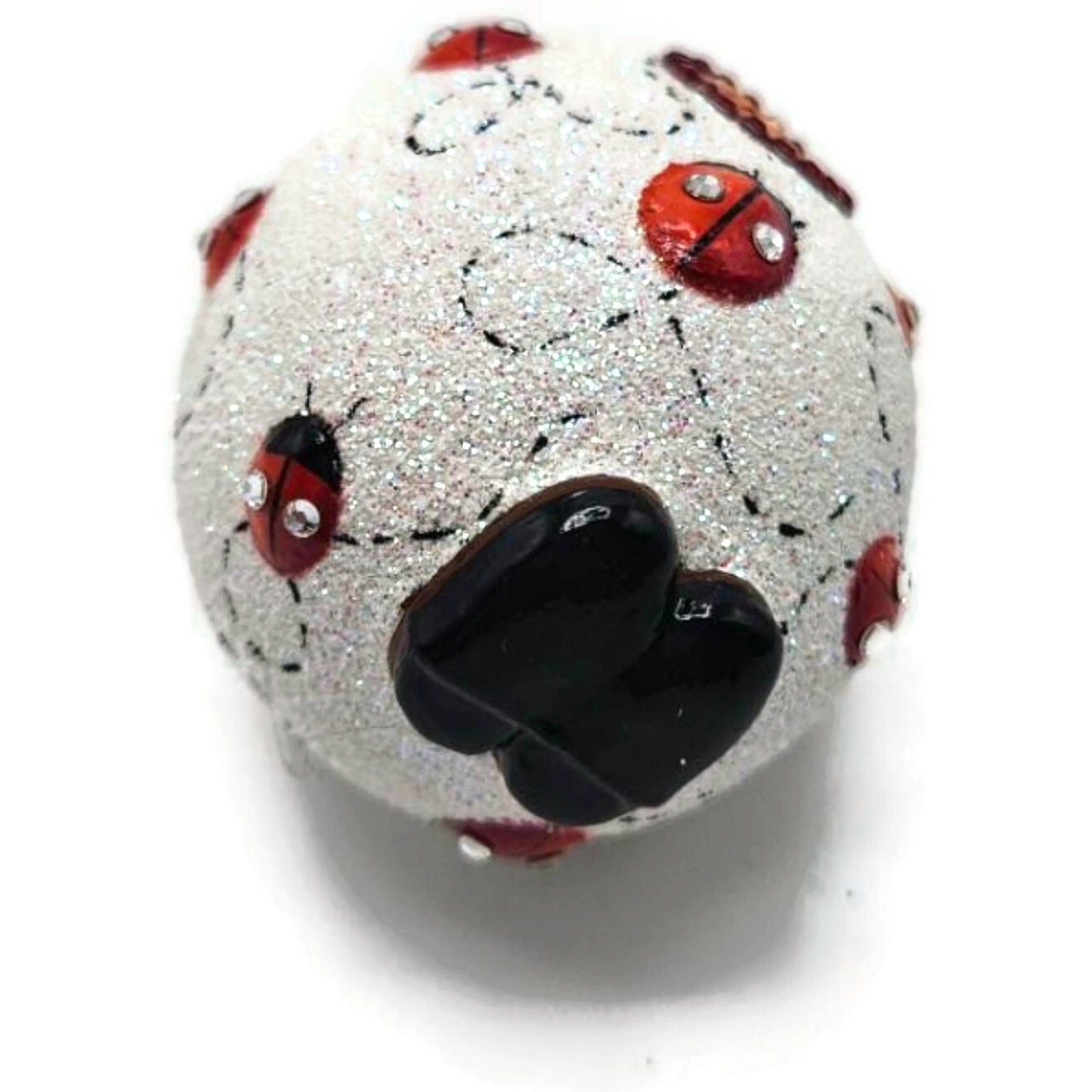 Patricia Breen Easter Egg Masquerade Ladybugs Pearl White Red Christmas Ornament