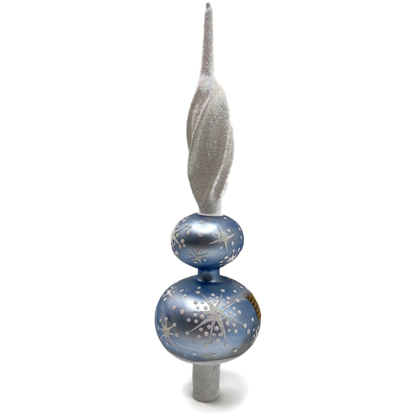 Patricia Breen Miniature Snowman Finial Blue Matte Snow Christmas Tree Topper
