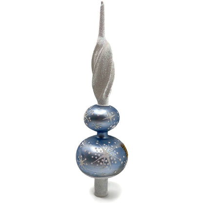 Patricia Breen Miniature Snowman Finial Blue Matte Snow Christmas Tree Topper