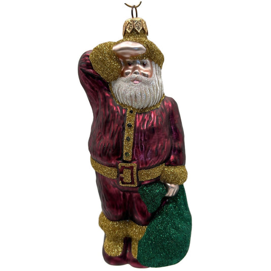 Patricia Breen A Santa For Thomas Bordeaux Green Sack Christmas Tree Ornament
