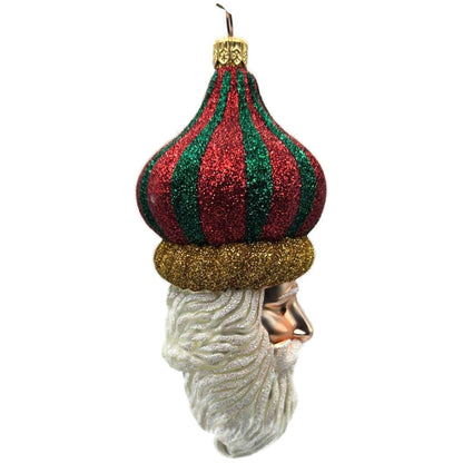 Patricia Breen Carnival Noel Red Green Santa Claus Head Christmas Tree Ornament