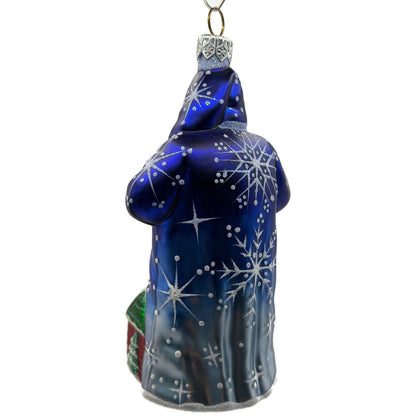 Patricia Breen Marionette Santa Reindeer Blue Snowflakes Christmas Ornament 2328