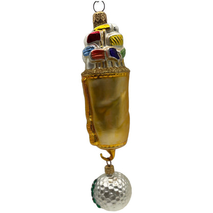 Patricia Breen Golf Bag and Ball Gold Matte Sports Christmas Tree Ornament