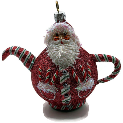 Patricia Breen And Cream Too Santa Claus Tea Pot Peppermint Christmas Ornament