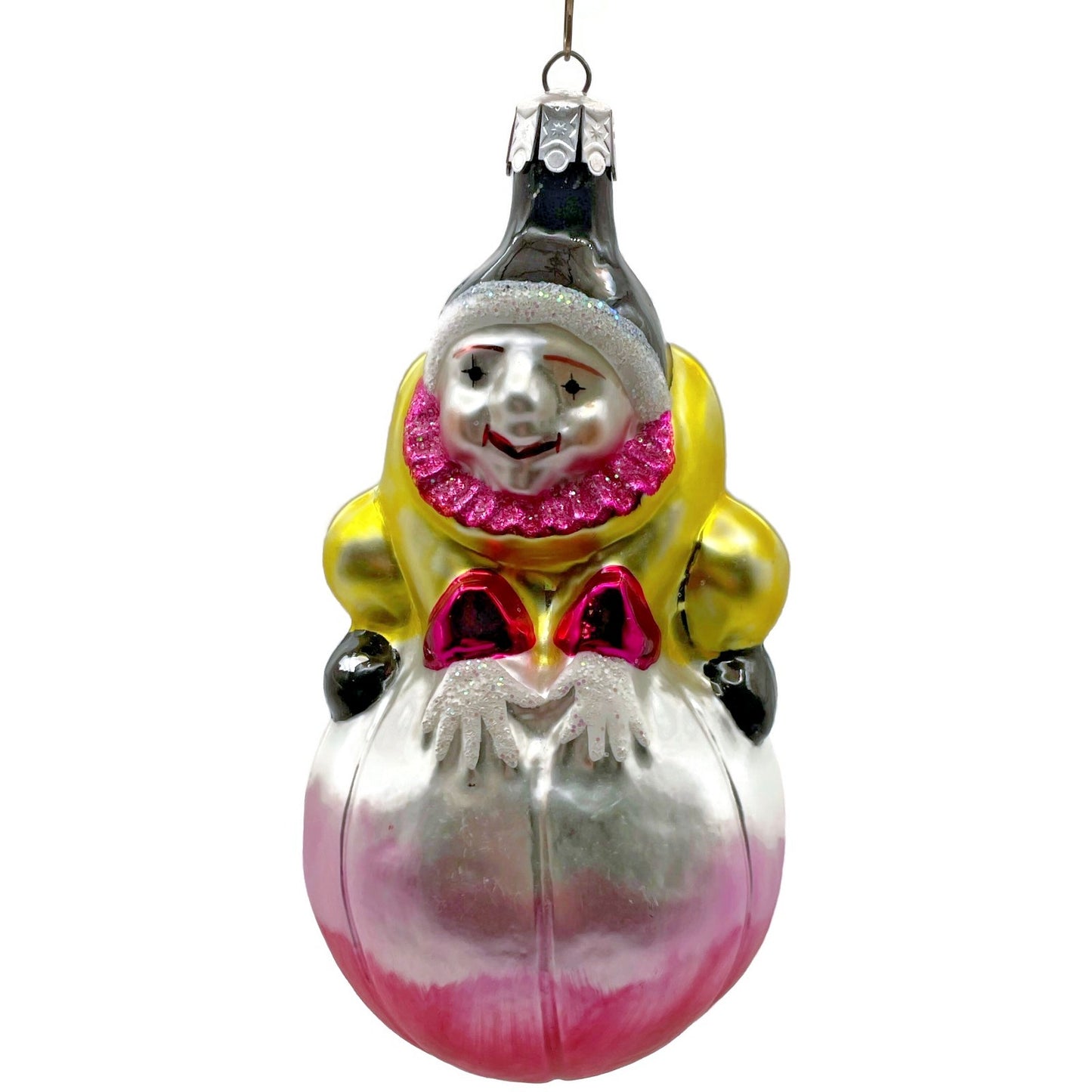 Christopher Radko Roly Poly Circus Clown Yellow Christmas Tree Ornament 91-032-1