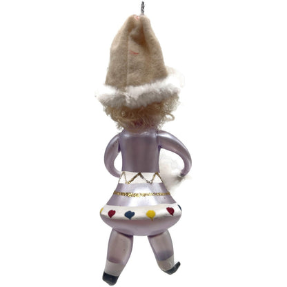 De Carlini Girl Skater With Muff White Hat Italian Glass Christmas Ornament
