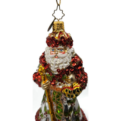 Christopher Radko Luxberry Holiday Sequin Santa Claus Christmas Ornament 1014010