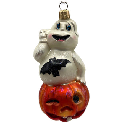 Christopher Radko Jack N Spook Ghost Pumpkin Bat Halloween Ornament 99-165-0
