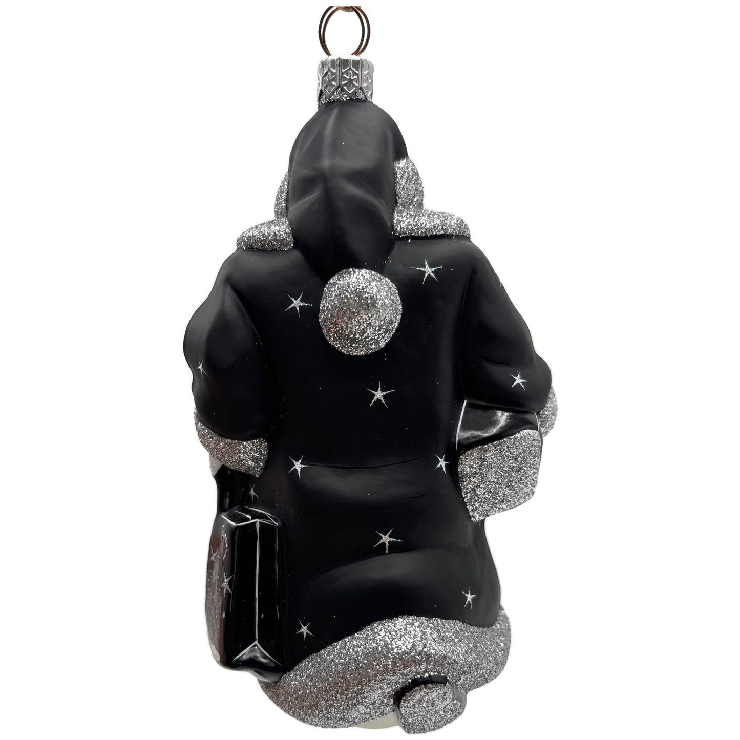 Patricia Breen City Santa Midnight Black Silver Stars Christmas Tree Ornament