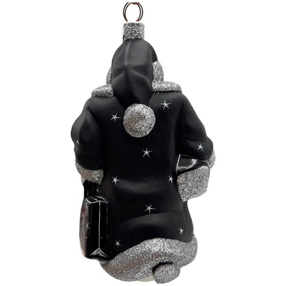 Patricia Breen City Santa Midnight Black Silver Stars Christmas Tree Ornament