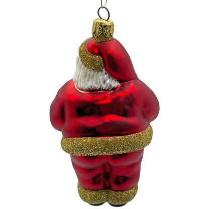 Patricia Breen HO HO HO Santa Claus Red Gold Matte Christmas Tree Ornament