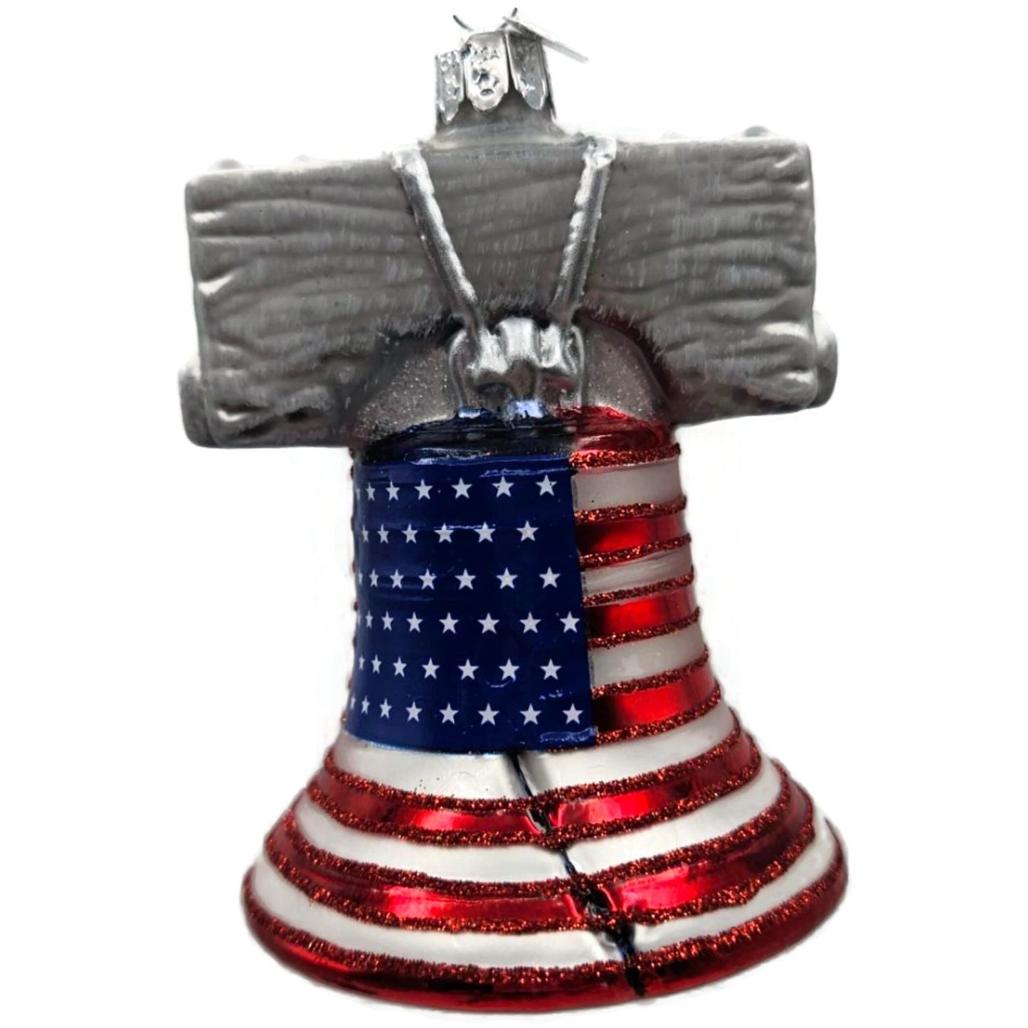 Liberty Bell Patriotic July 4th Christmas Ornament Kurt Adler Noble Gems Red