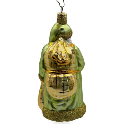 Patricia Breen Laden With Love Green Gold Santa Claus Christmas Ornament 9826