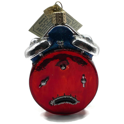 Alarm Clock Red Ornament Blown Glass OWC Old World Christmas Holiday Tree Decor