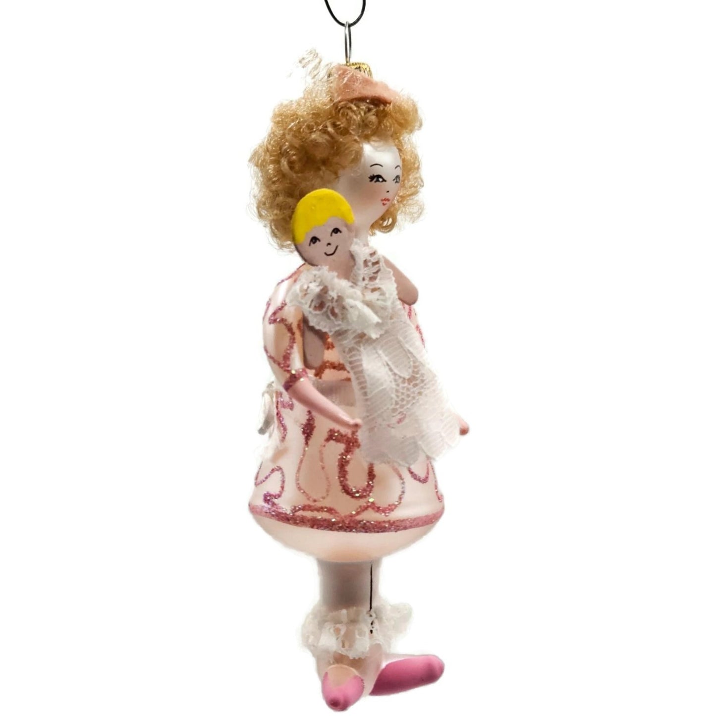 Soffieria De Carlini Little Girl with Doll Italian Glass Christmas Tree Ornament