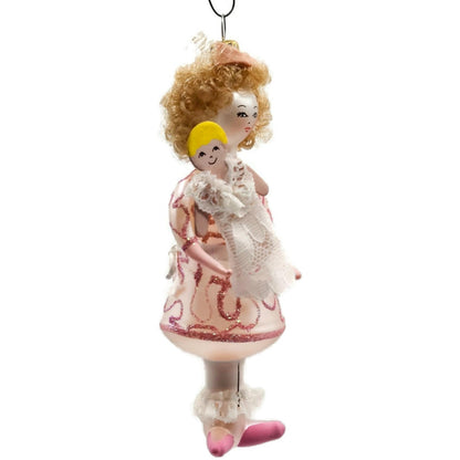 Soffieria De Carlini Little Girl with Doll Italian Glass Christmas Tree Ornament