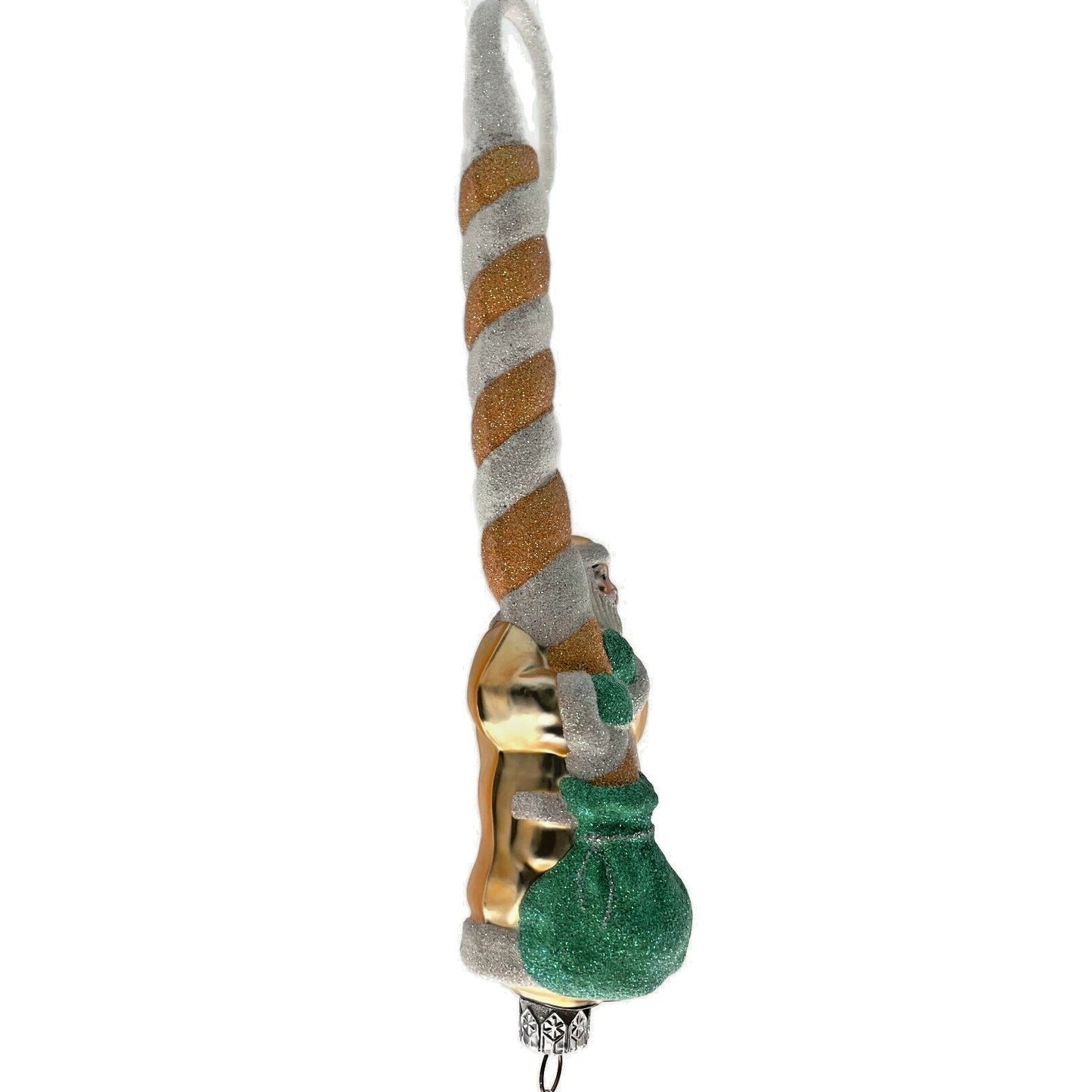 Patricia Breen Peppermint Santa Peach Striped Christmas Holiday Tree Ornament