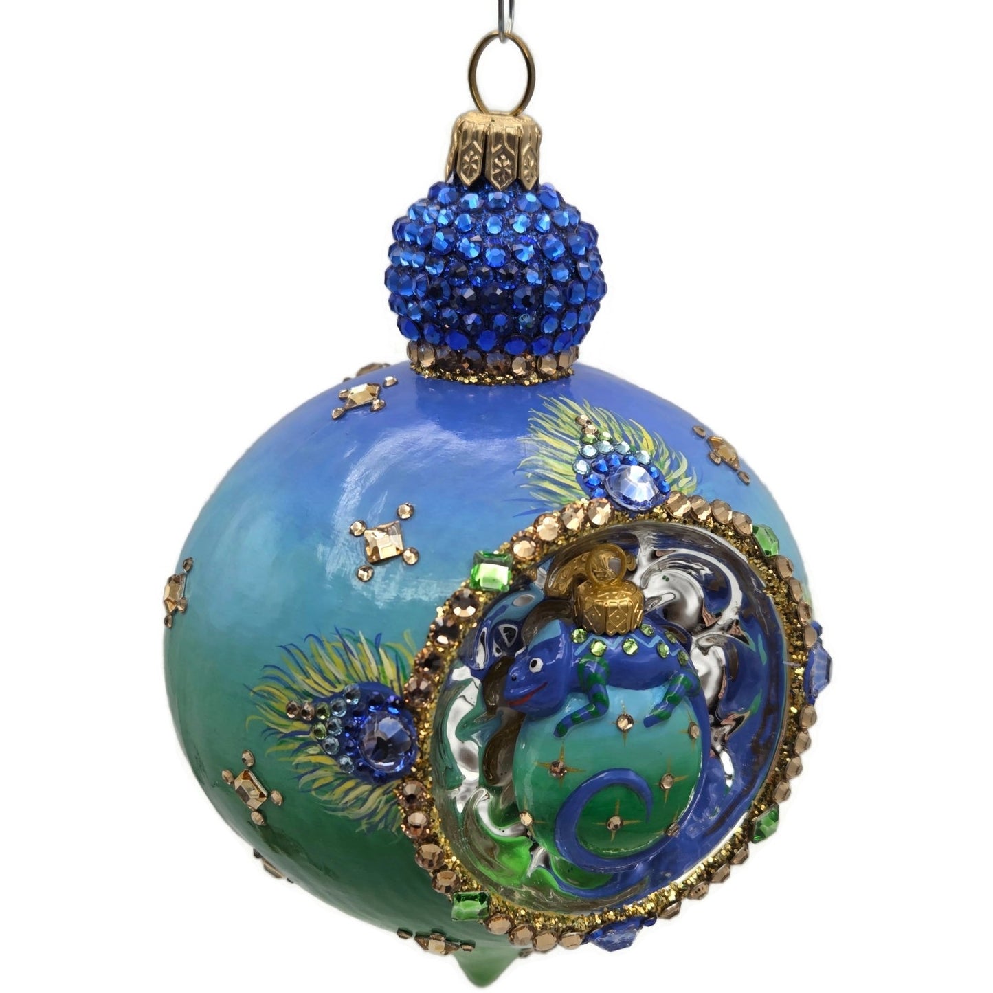 Patricia Breen Ornament Anniversary Reflector Peacock Chameleon Christmas Decor