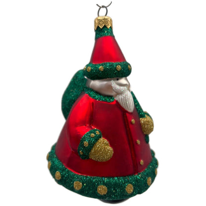 Patricia Breen Santa Delivers Gold Dotted Green Red Christmas Tree Ornament NM