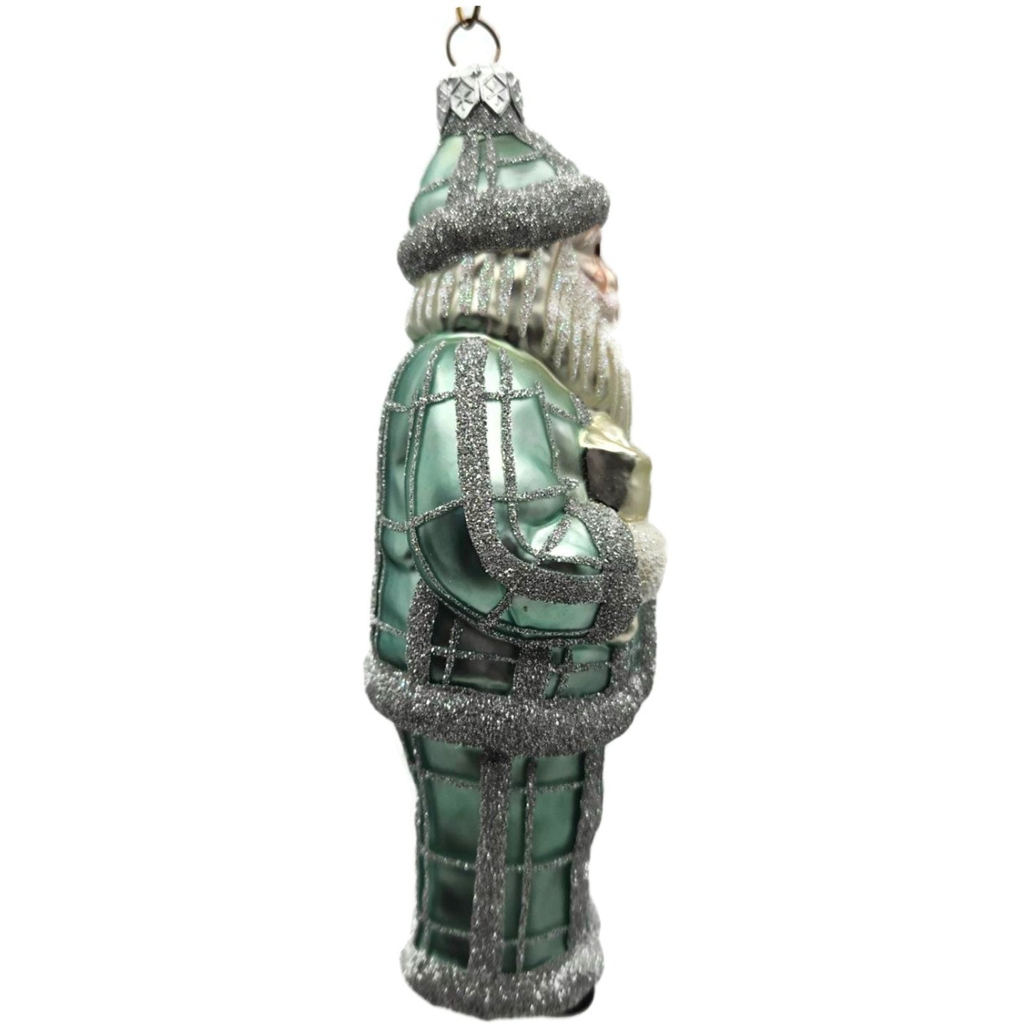 Patricia Breen Ring In The New Blue Silver Plaid Santa Christmas Tree Ornament