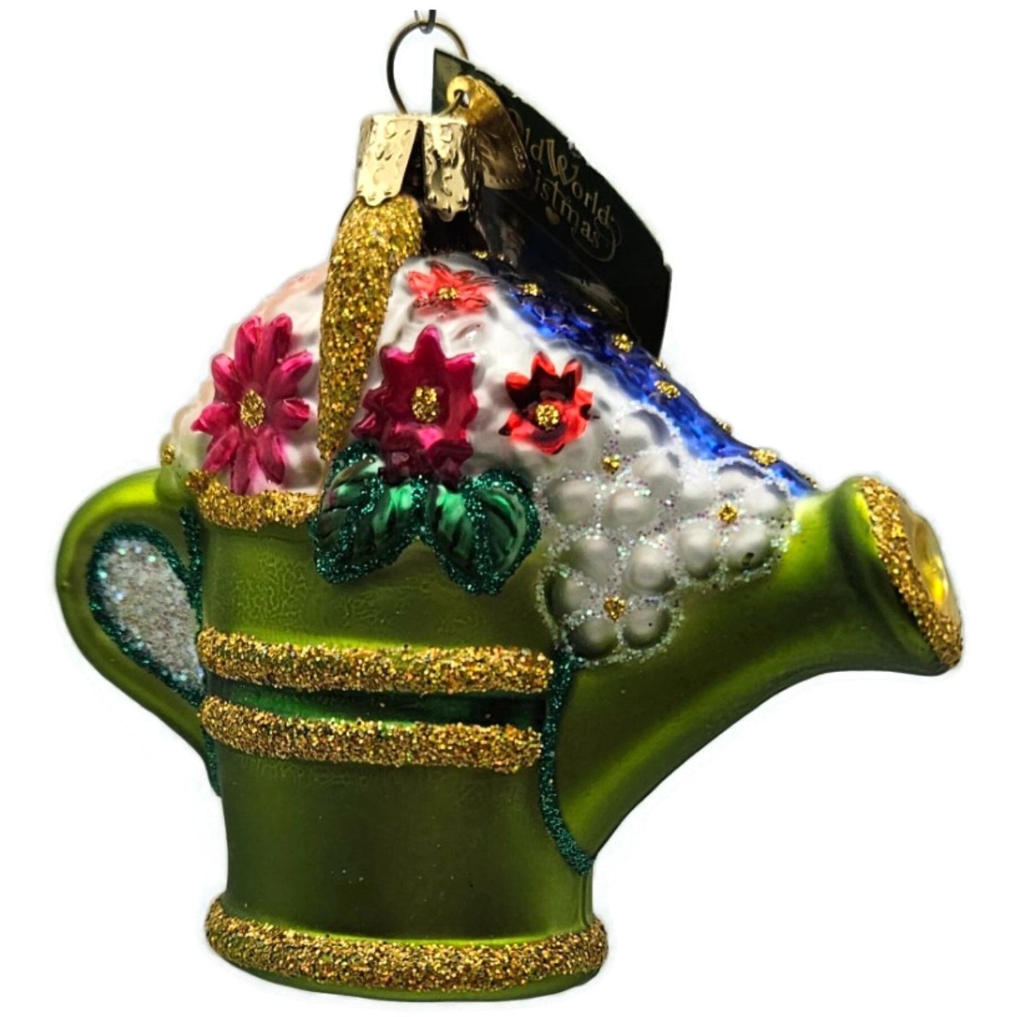 OWC Watering Can Green Flowers Garden Old World Christmas Spring Tree Ornament