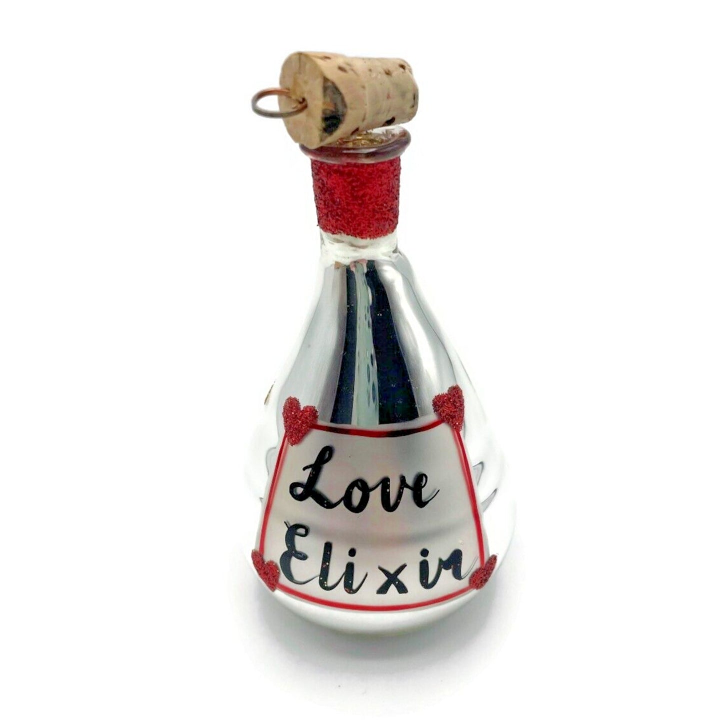 Patricia Breen Love Elixir Silver Heart Glass Valentines Christmas Ornament 9724