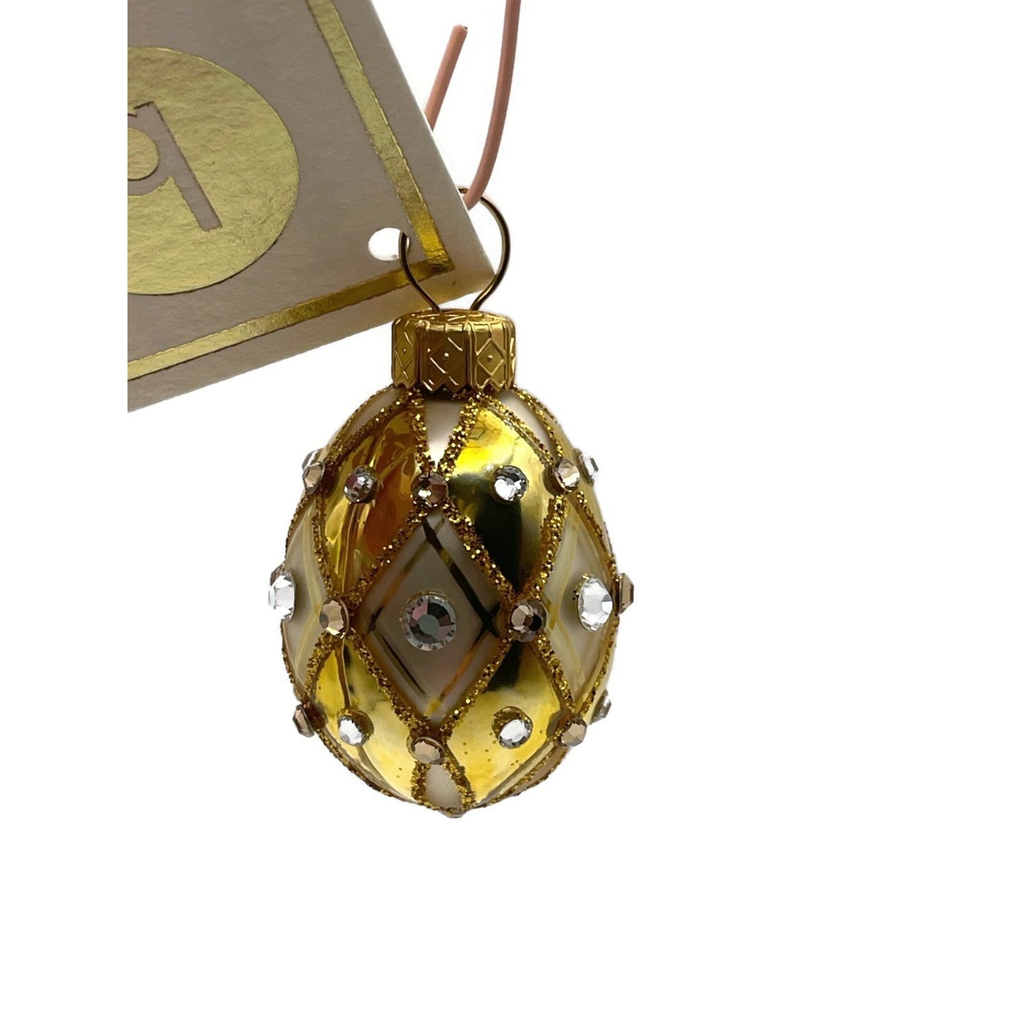 Patricia Breen Miniature Egg Grenelle Gold Easter Glass Christmas Ornament 5131