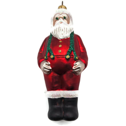 Patricia Breen Workshop Santa Red Green Glittered Suspenders Christmas Ornament