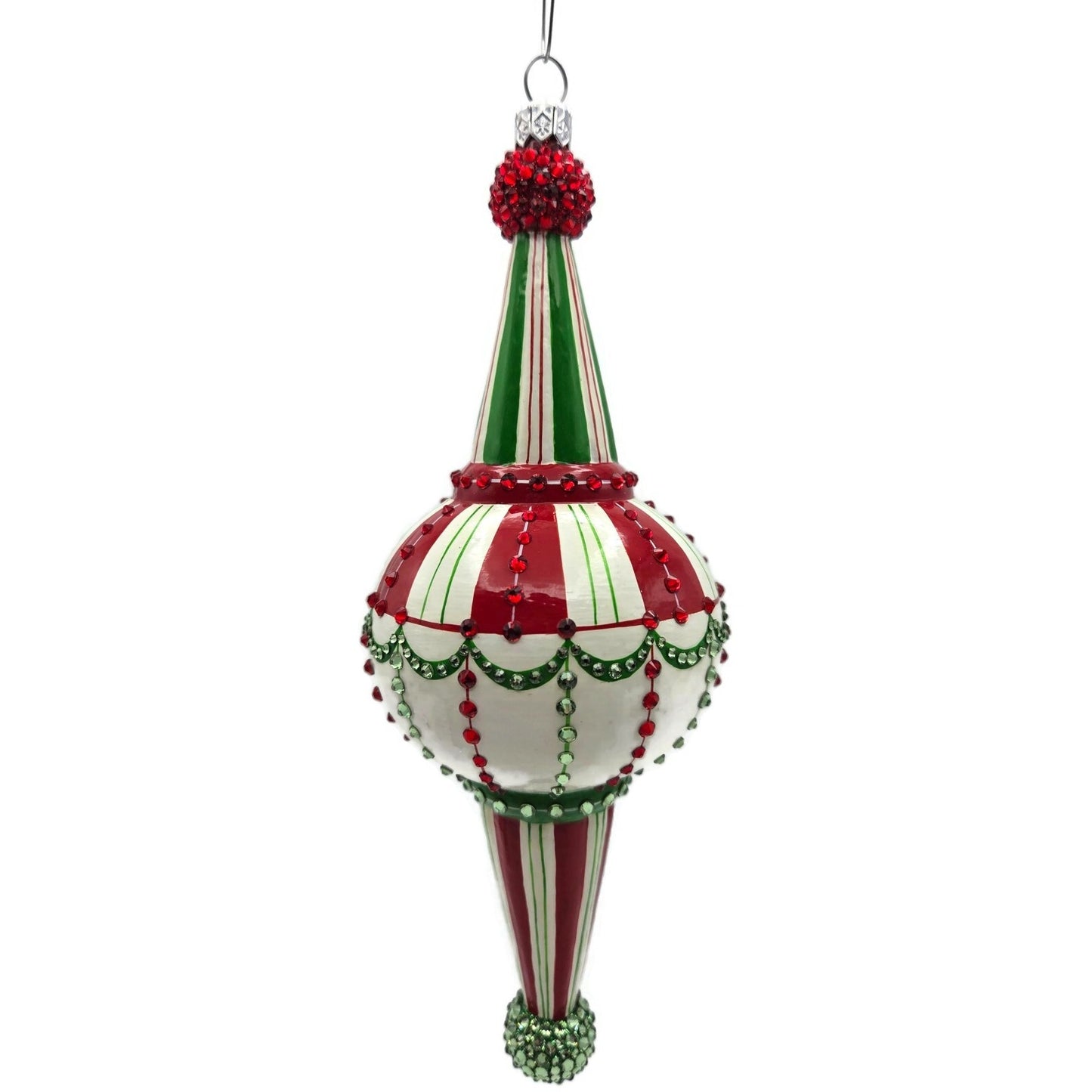 Patricia Breen Looking Glass Stripes and Swags Reflector Christmas Tree Ornament