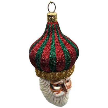 Patricia Breen Carnival Noel Red Green Santa Claus Head Christmas Tree Ornament