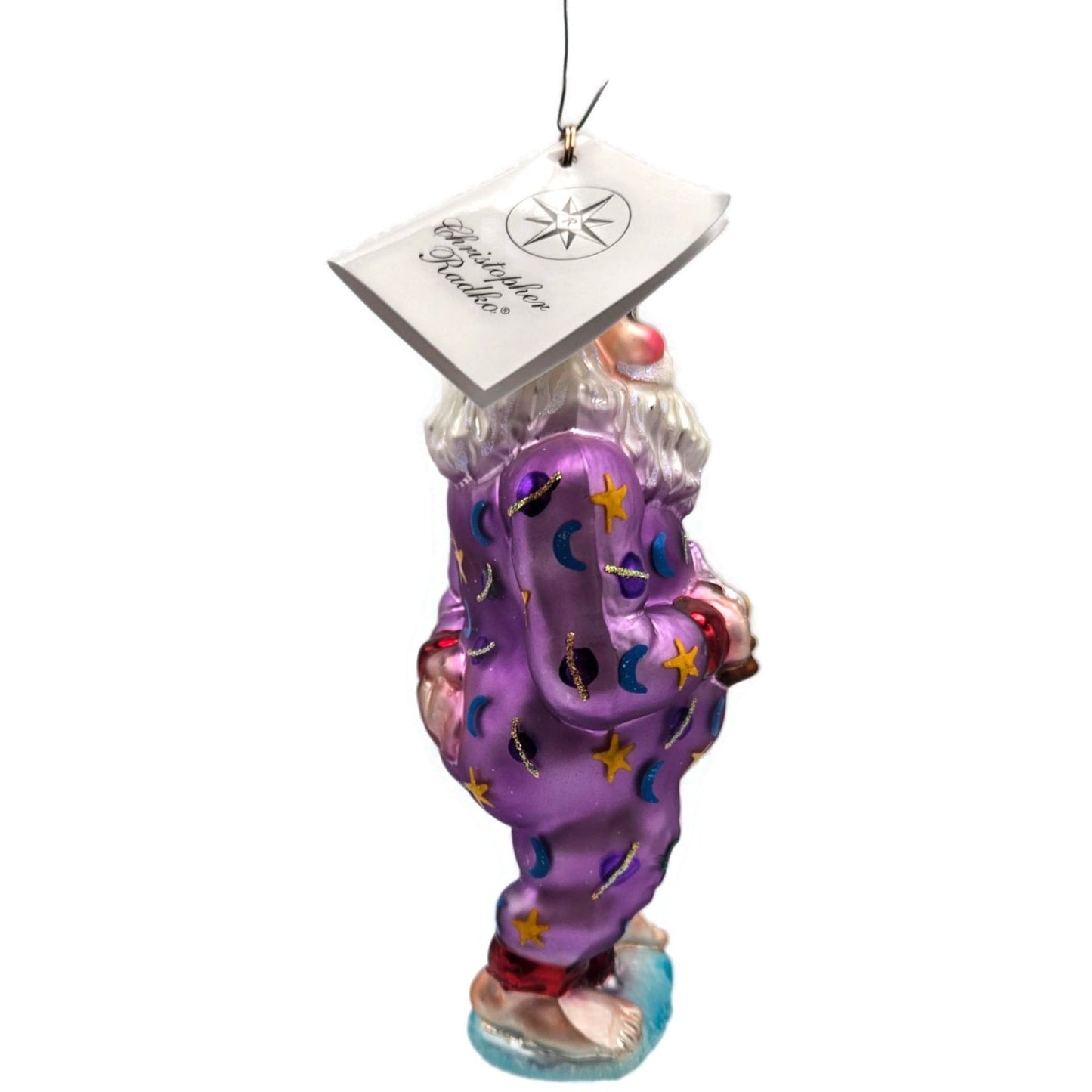 Christopher Radko Santa Jamas Purple Moons Star Christmas Tree Ornament 00-281-0