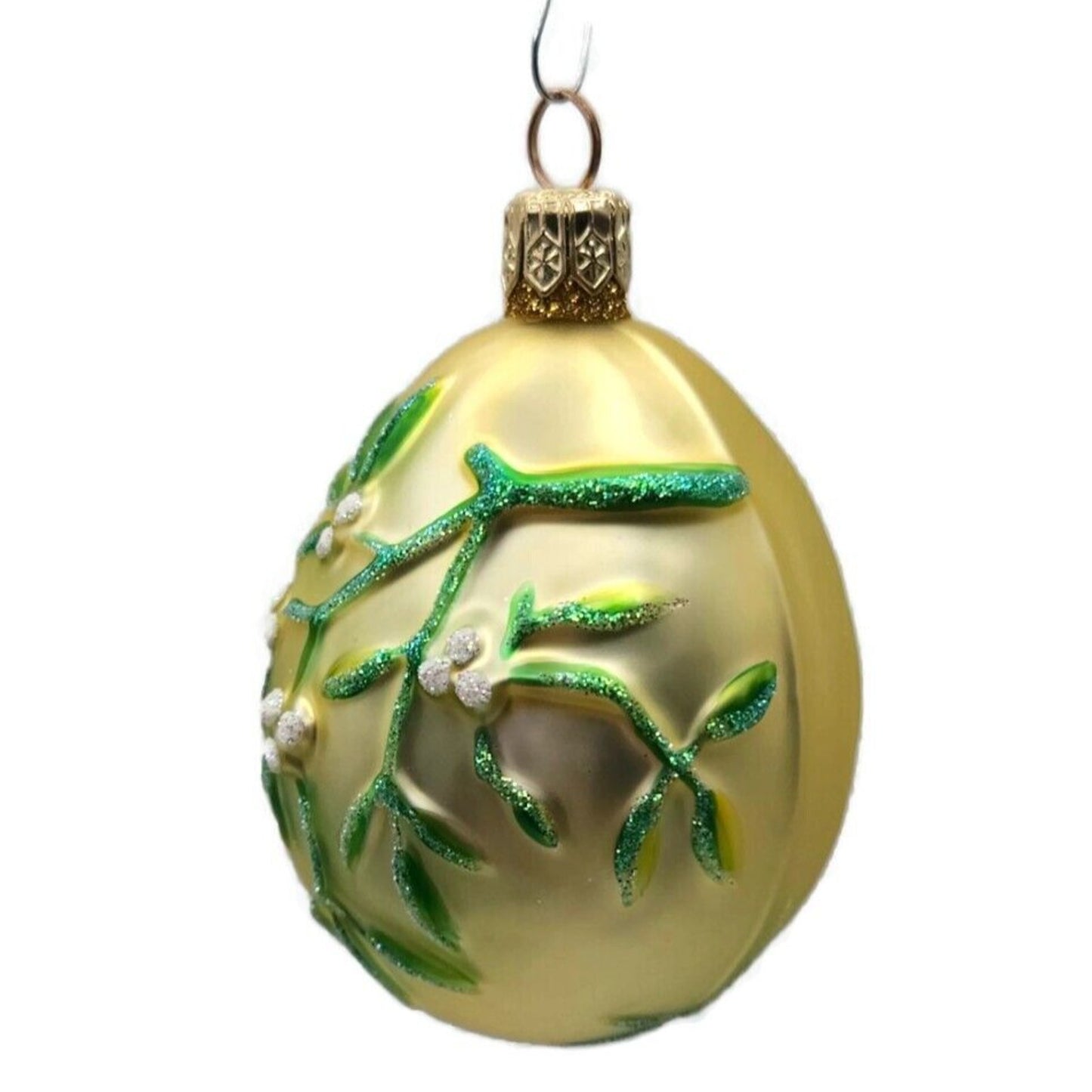 Patricia Breen Mistletoe Egg Gold Matte Heart Christmas Holiday Tree Ornament