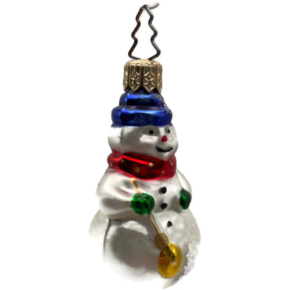 Snowman Red Scarf Polka Dot Green Gloves Christmas Tree Ornament