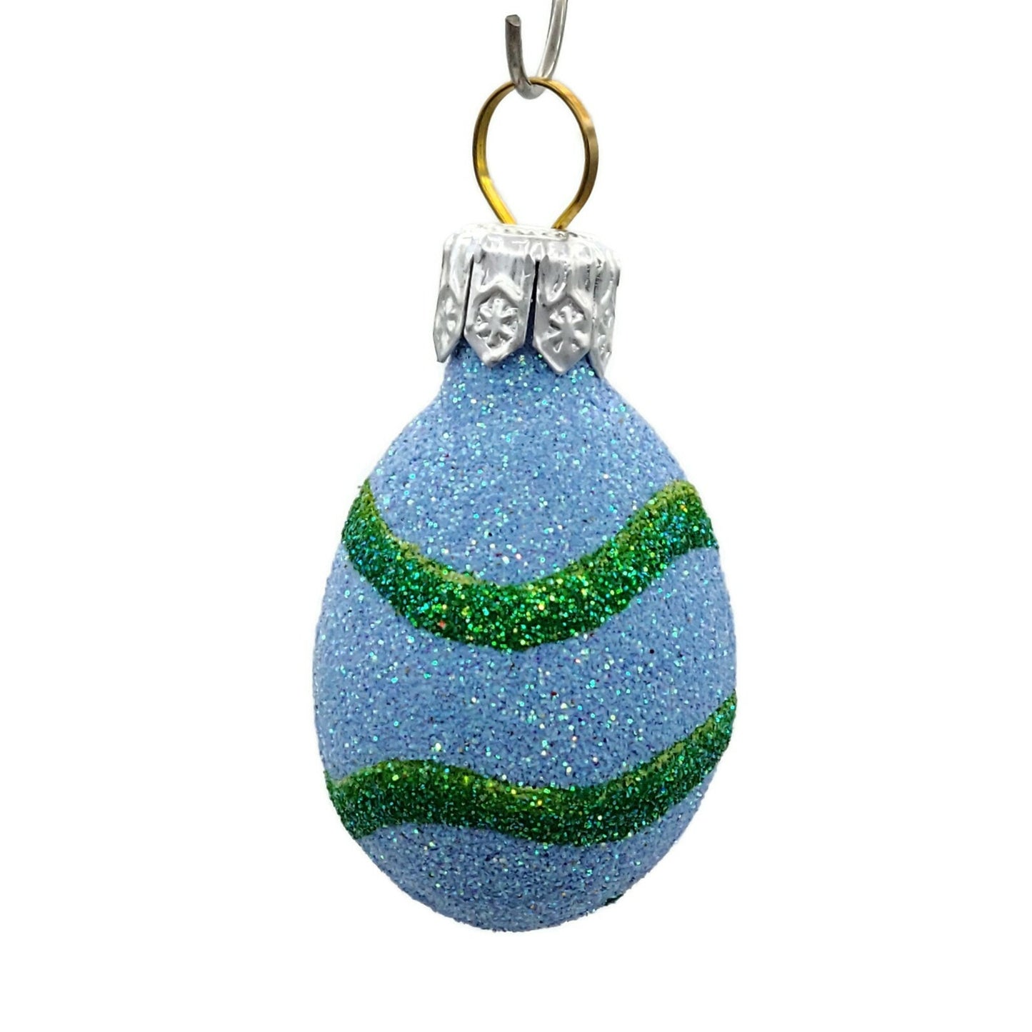 Patricia Breen Miniature Egg Snake Blue Easter Spring Glittered Ornament 2363
