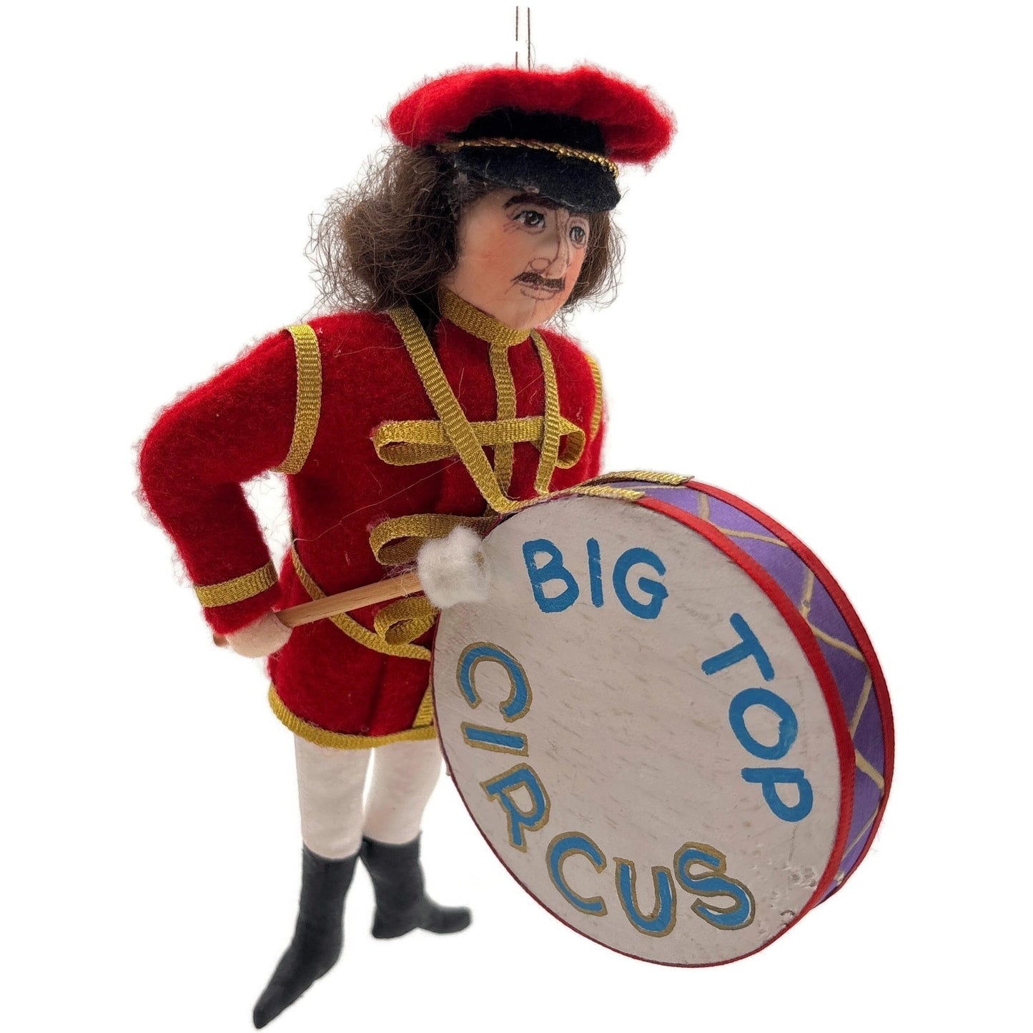 Gladys Boalt Big Top Circus Bass Drummer Red Fabric Christmas Ornament Signed