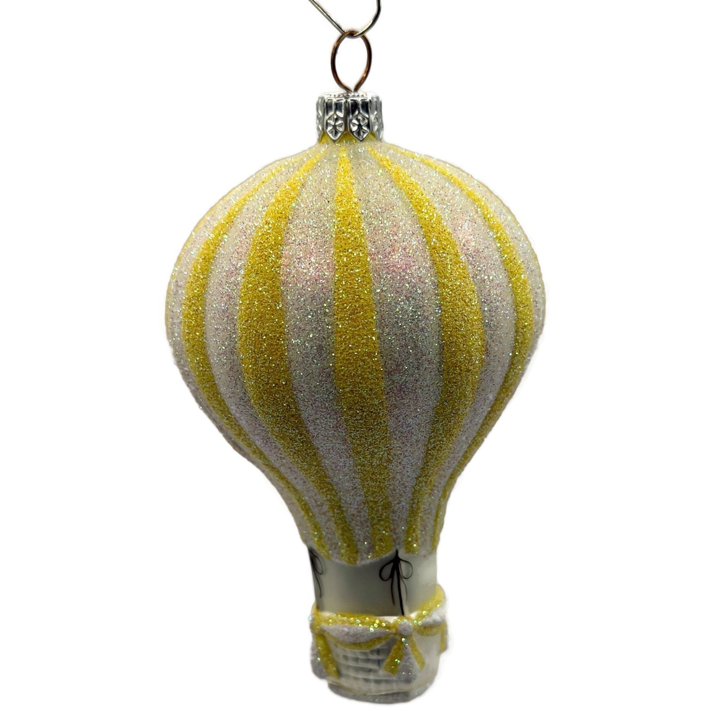 Patricia Breen Petite Balon Lemon Hot Air Balloon Yellow Striped Spring Ornament