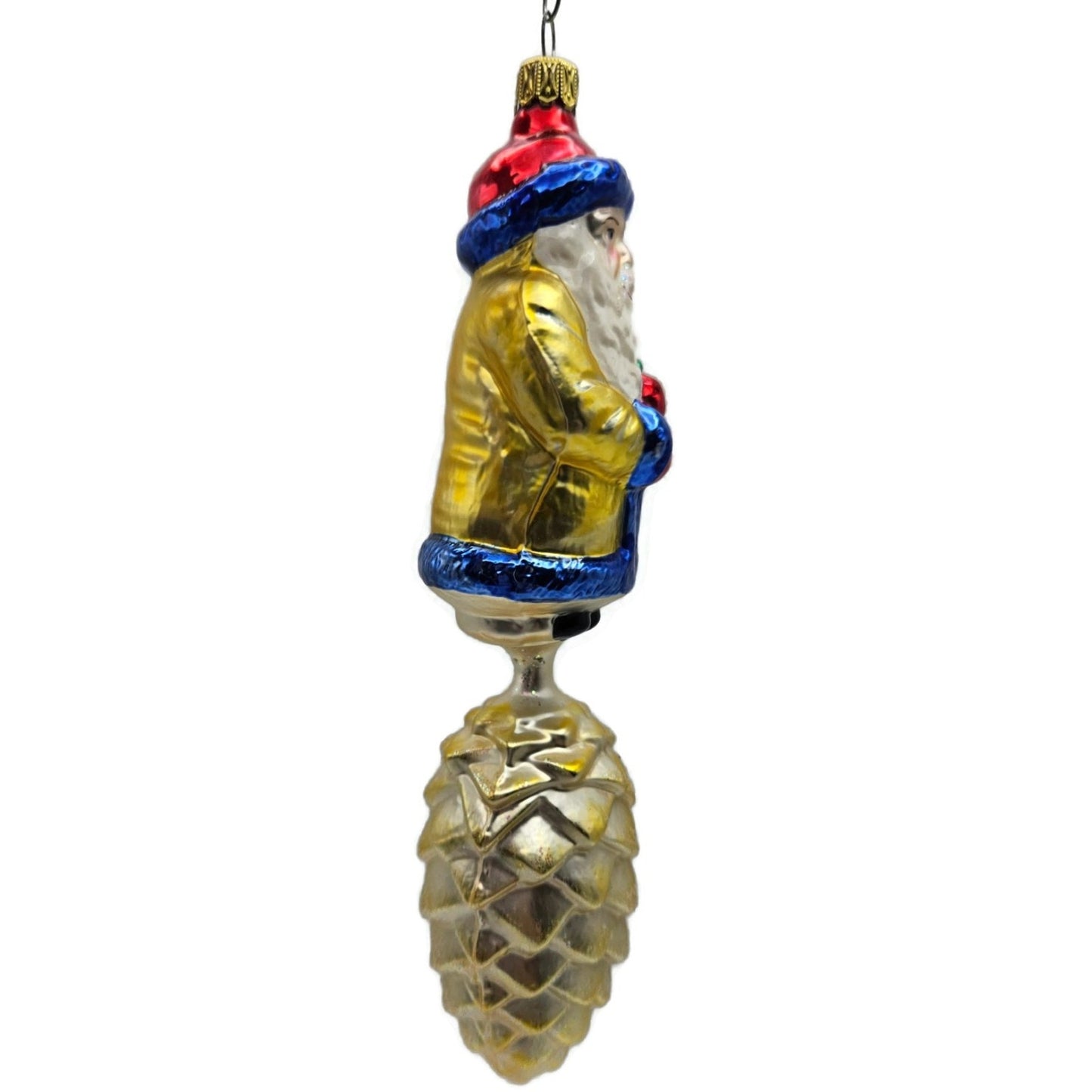 Christopher Radko Pine Cone Santa Bavarian Drop Christmas Tree Ornament 93-142-0