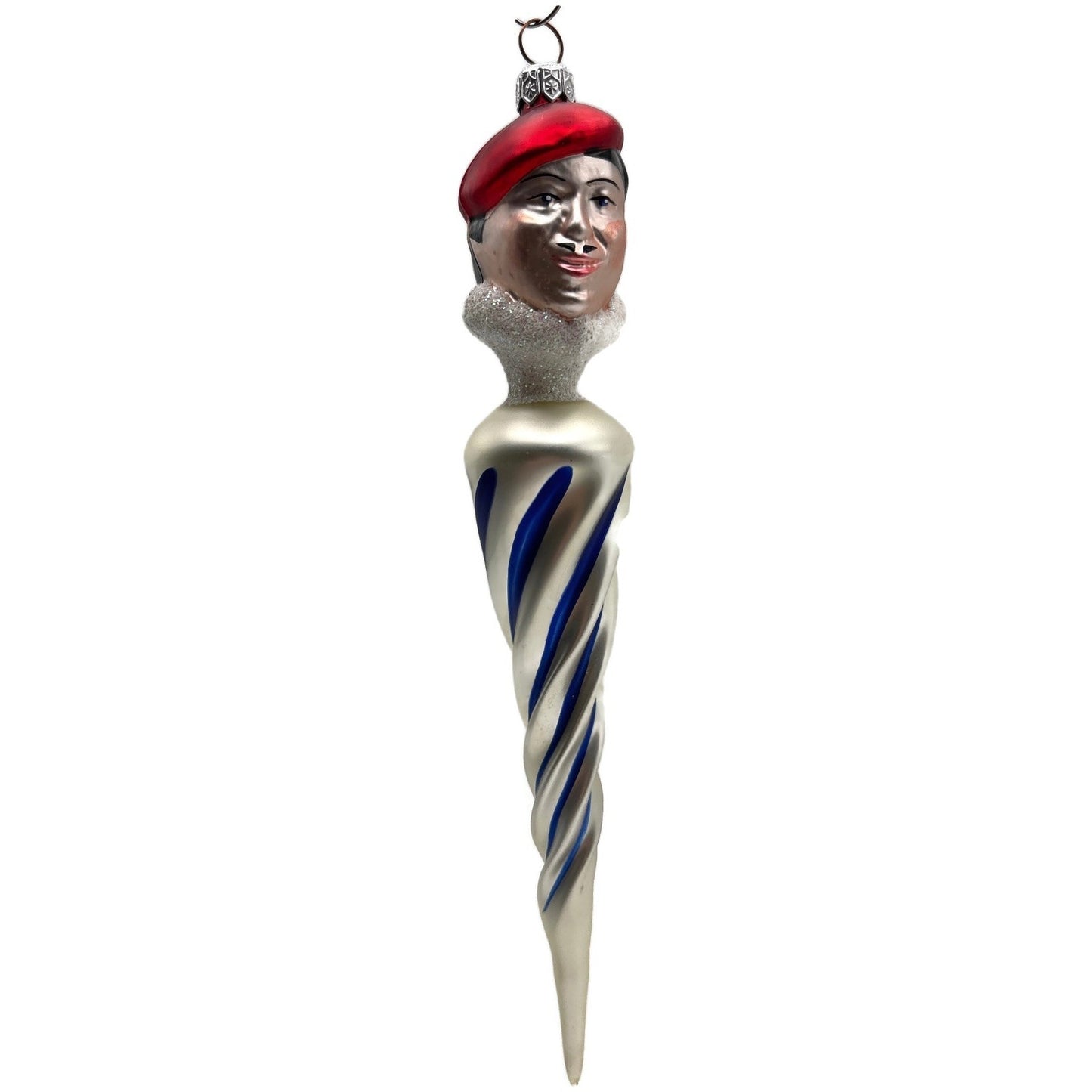 Patricia Breen French Twist Pearl Blue Stripes Red Christmas Tree Ornament 9552