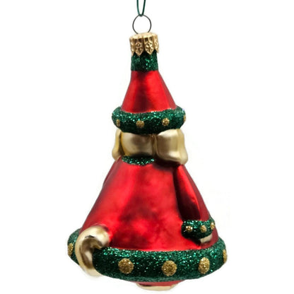 Patricia Breen Santas Helper Red Glittered Dotted Gold Christmas Tree Ornament
