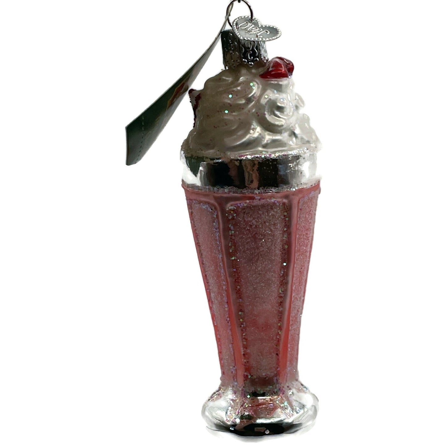 Milkshake Ice Cream Drink Pink Ornament Blown Glass OWC Old World Christmas Tree